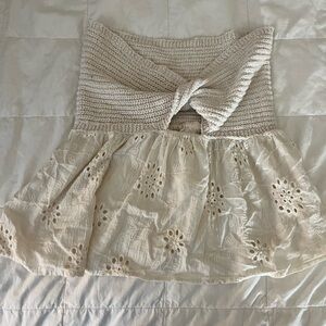 Elegant Strapless Cream Crochet Skirt